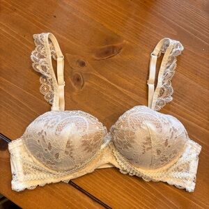 Pleasure state womens push up plunge lace bra ivory 34B